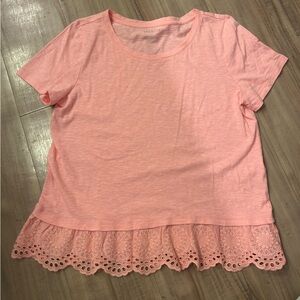 Talbots pink Lace Hem Women's Top